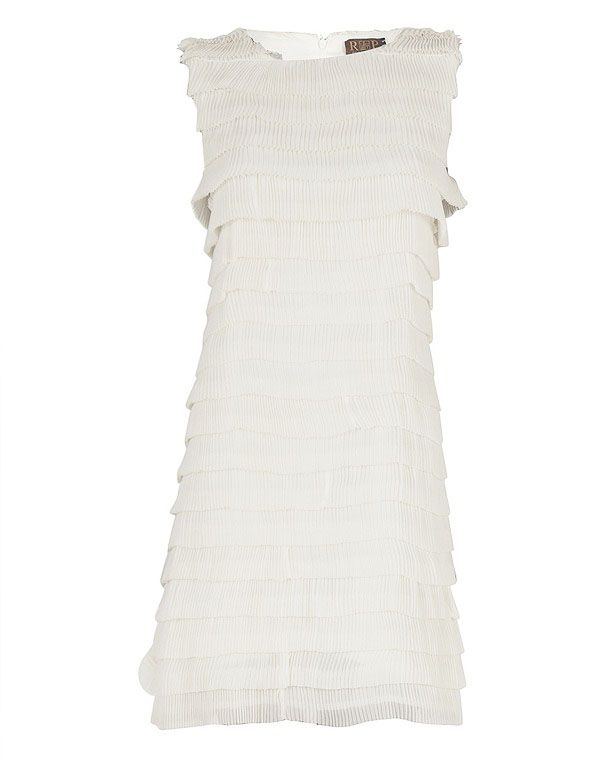 vestido blanco volantes rosa palo silueta